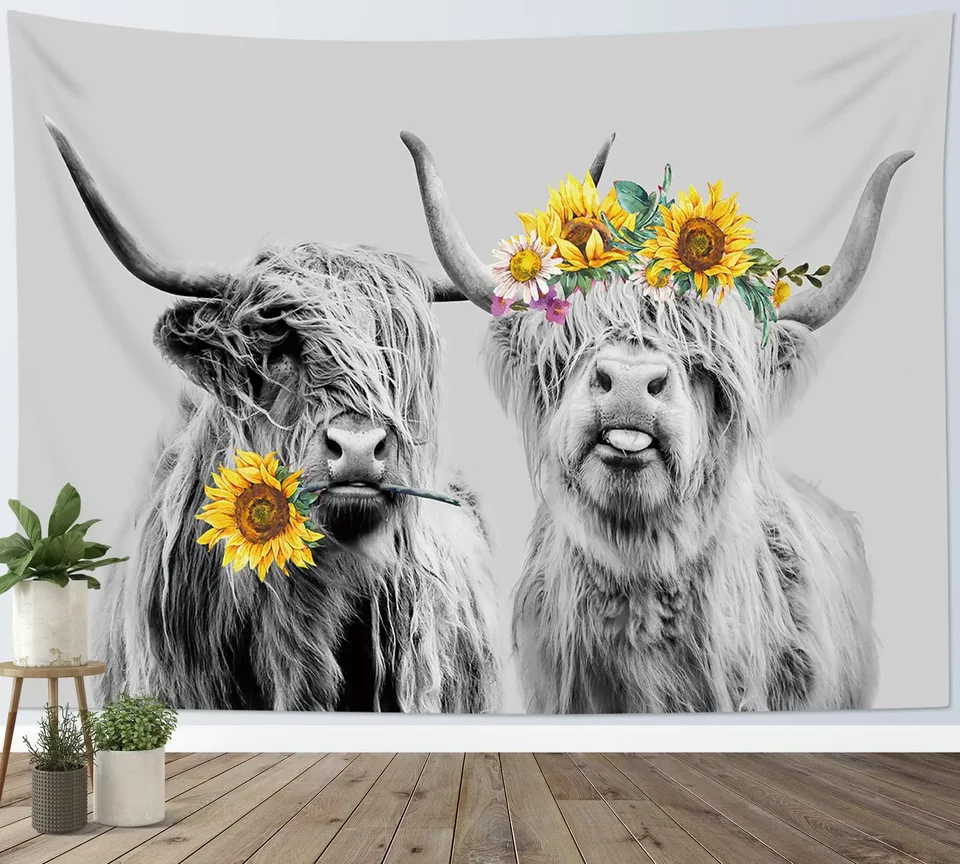 Highland - Decorazione da parete con mucca in legno, per sala da pranzo