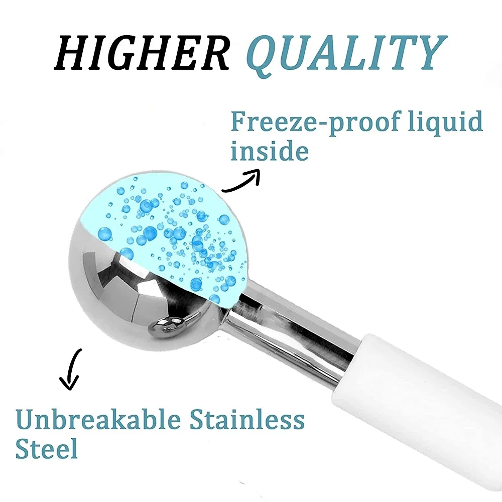Mini 2pcs Ice Globes Stainless Steel Cryo Sticks for Face Eye Facial Cold Roller Cooling Globe for Puffiness Wrinkle Dark Circle
