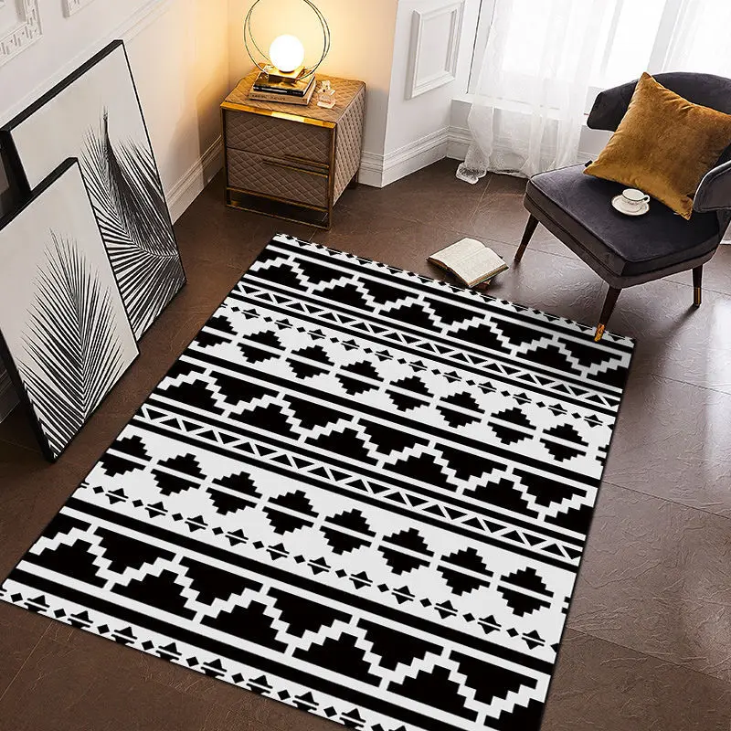 Zebra Printed Carpet Black and White Simplicity Living Room Bedroom Rug Home Decoration Coffee Table Mats Bathroom Non-slip Mat
