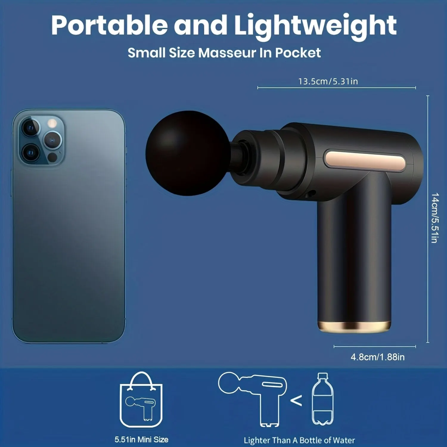 Pistol de masaj fascial portabil, pistol electric de percuție, masaj pentru relaxare corporală cu ecran tactil LED, 4 funcții înlocuibile_voghion.com