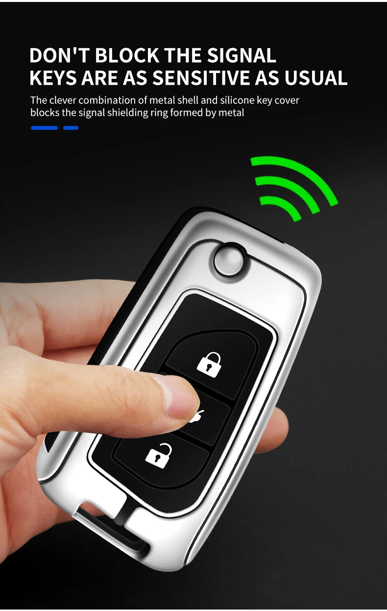 Zinc Alloy Car Key Case Cover Shell Fob For Toyota Auris Corolla Avensis Verso Yaris Aygo Scion TC IM Camry RAV4 Forturner Hilux - S64ec41d6beb046dda6f1be57db8baa6bY