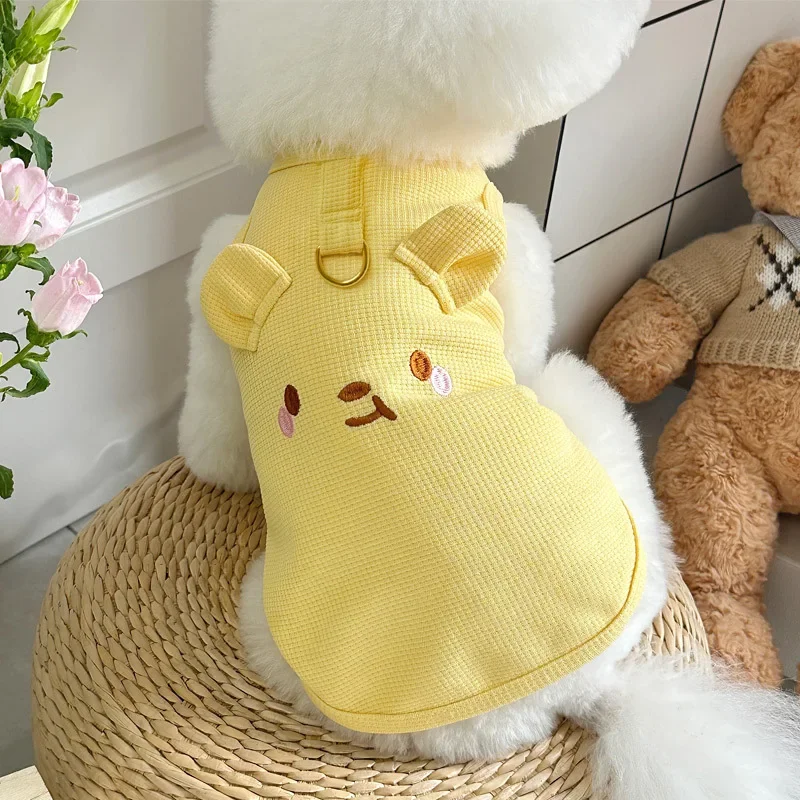 

Spring and Summer Ins Puppy Clothes Animal Dog Vest Pet Cat Puppy Clothing Waffle Vest For Small Dog Teddy Traction Dog Costume