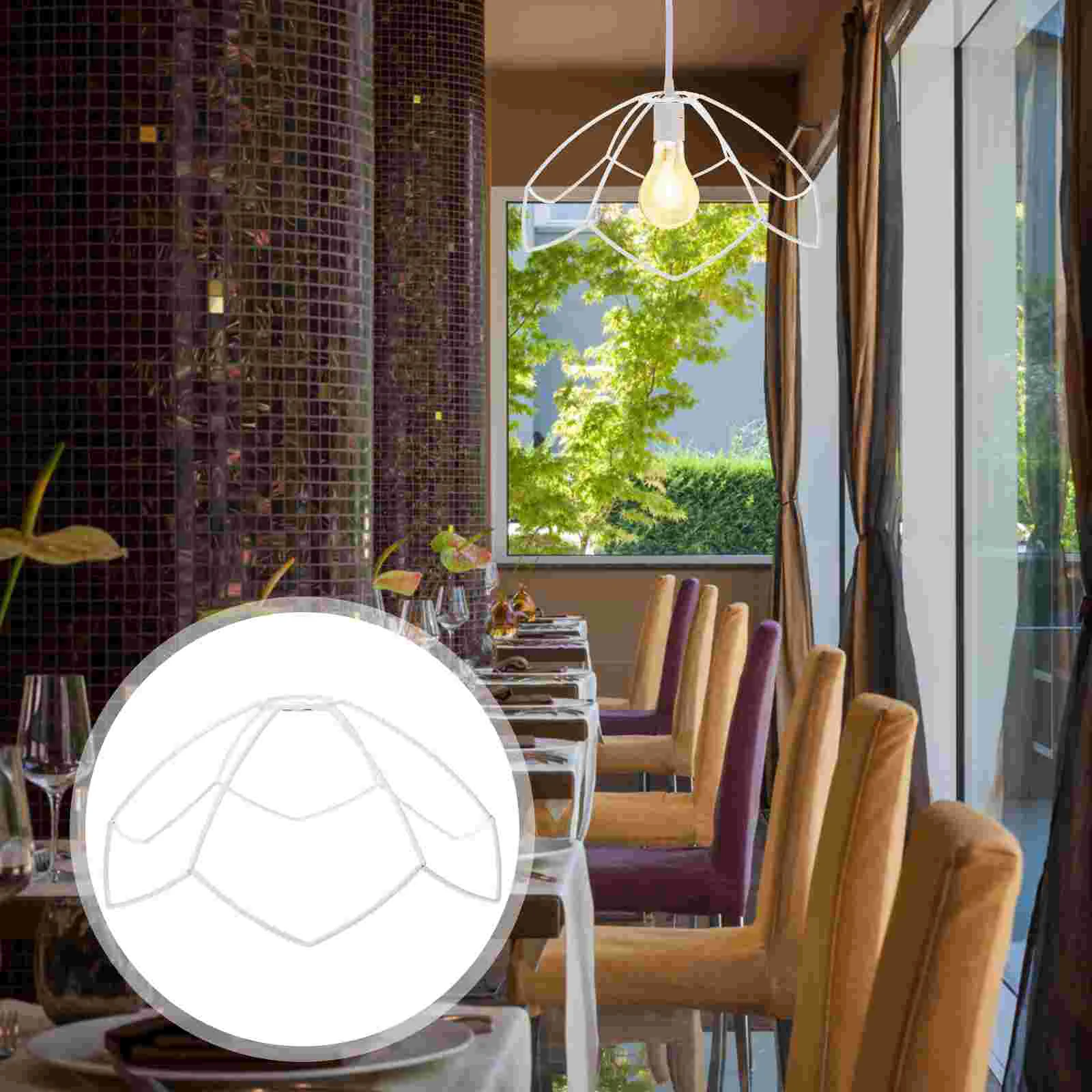 

Wire Lamp Shade Frame Metal Cage Lamp Guard Clamp Bulb Holder Diy Flower Shape Lampshade Bracket Shade Cover Ceiling