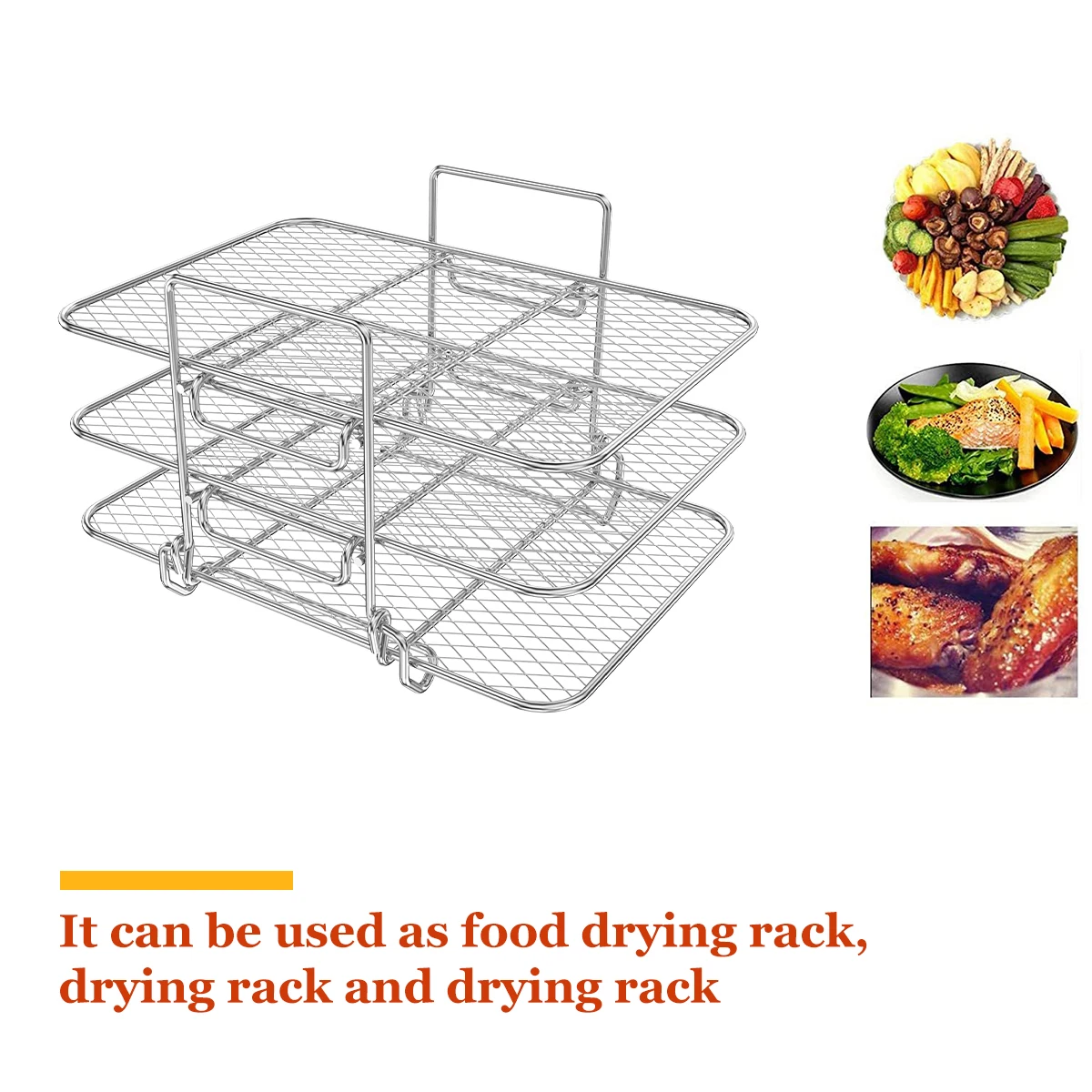 Air Fryer Rack 2/3-layers Stackable Grilling Rack Stainless Steel Gril Oven Steamer Roasting Kitchen Cooking Tools air fryer rack