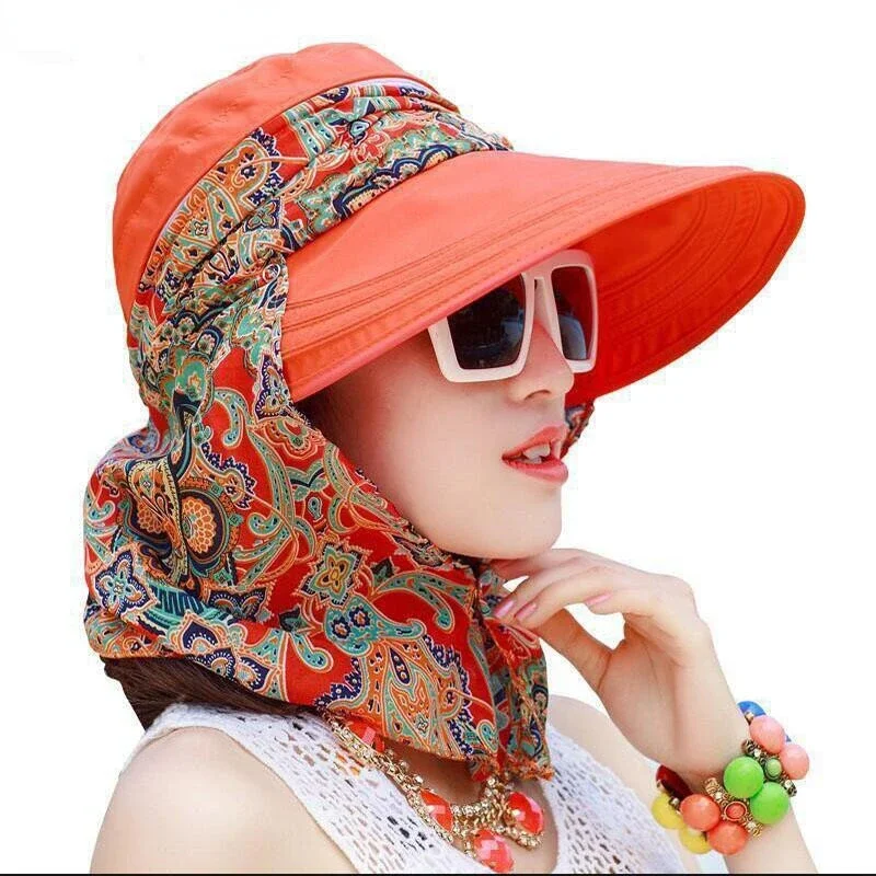 Women's Wide Brim Sun Hat - UV Protection Summer Beach Hat, Foldable Visor Cap for Cycling, Fashion Wide-Brimmed Design