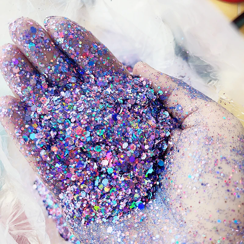 New Holographic Glitter For Resin Nail Bulk 50g 1kg Chunky Mixed