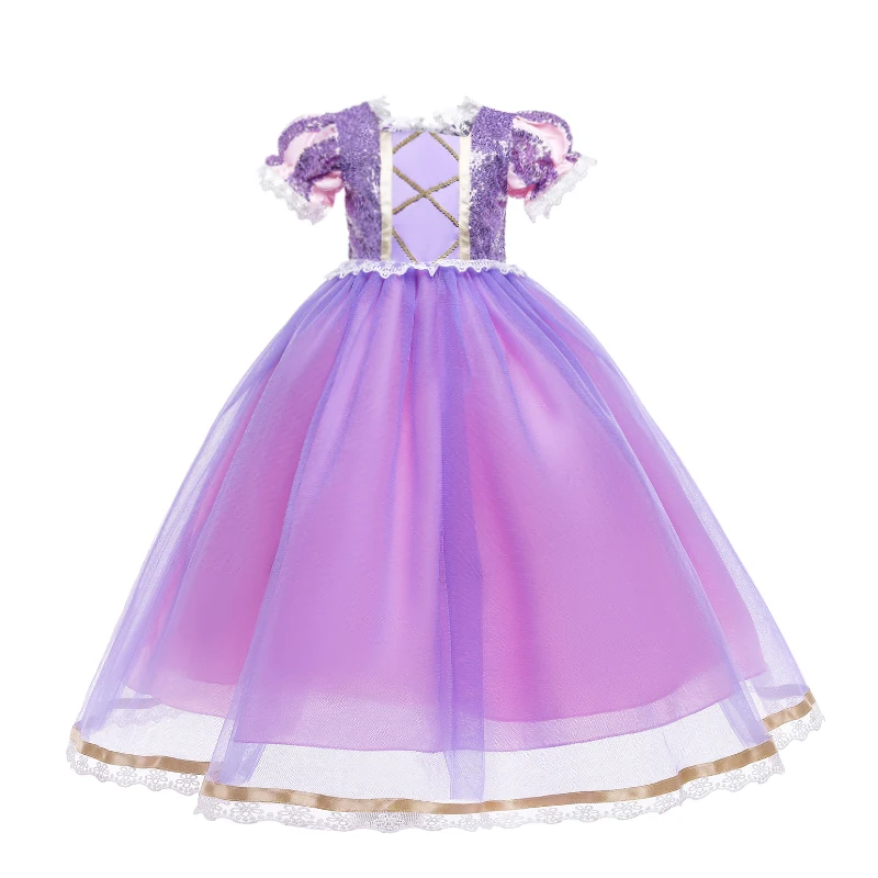 High Quality Girl Rapunzel Wig + Princess Dress Halloween Child Sleeping Beauty Cosplay Sofia Tulle Tutu Ball Gown Kids Clothing dresses expensive Dresses