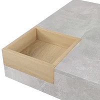 Table basse, table de salon, table d'appoint avec boîte de rangement amovible, couleur gris béton et bois, 72*72*30 cm 6