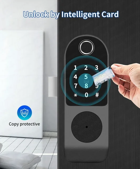 No Wiring Waterproof TTLock App Smart Lock Digital Passcode RFID Card Tuya Wifi Fingerprint Electronic Rim Lock For Gate Garden 2