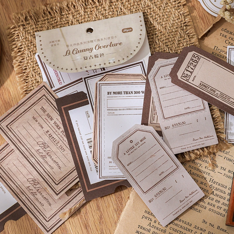 Journal GO 20pcs Vintage Memo Pads Paper DIY Scrapbooking School Stationery Art Collage Junk Journal Material Paper 5
