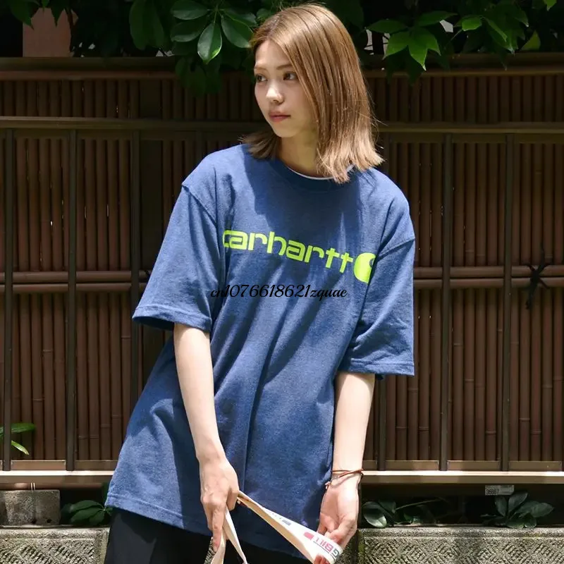 2023 Carhartt Wip 브랜드 코튼 100% 남녀공용 티셔츠, 루즈한 밀리터리 스타일 코튼 반팔 작업복, 커플 티셔츠