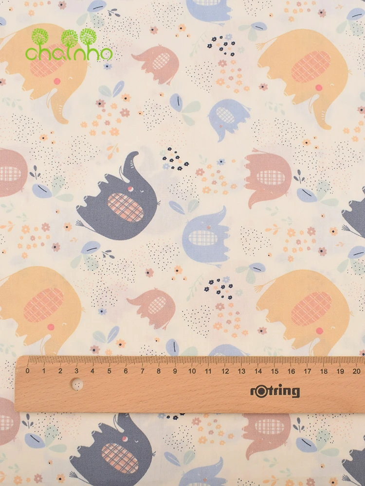 Chainho,Printed Twill Weave Cotton Fabric,DIY Quilting Sewing Material,Home Handmade Textile,Patchwork Cloth,Cartoon Series,25C7