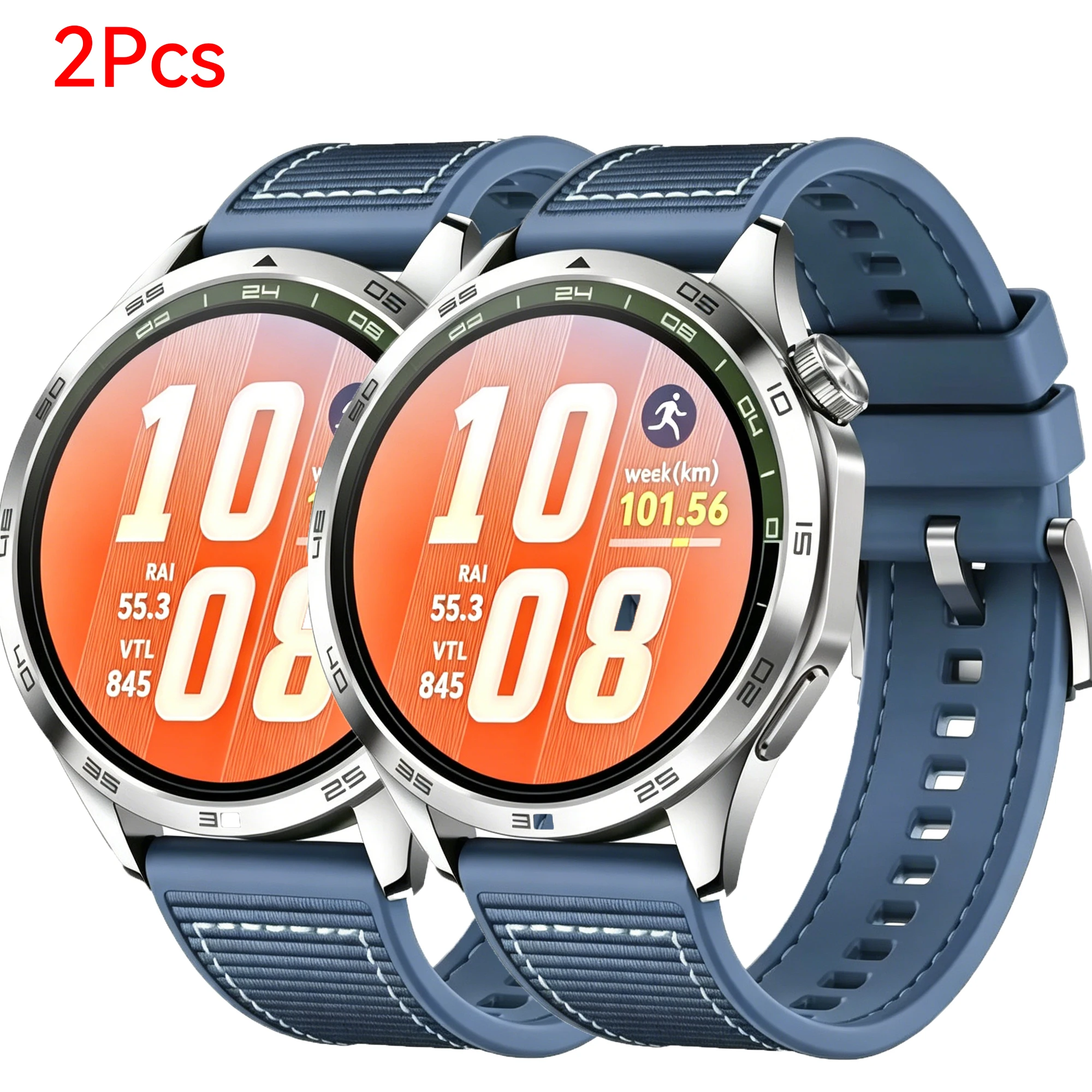 Universal 22mm Nylon+Silicone Sports Watch Strap Bracelet