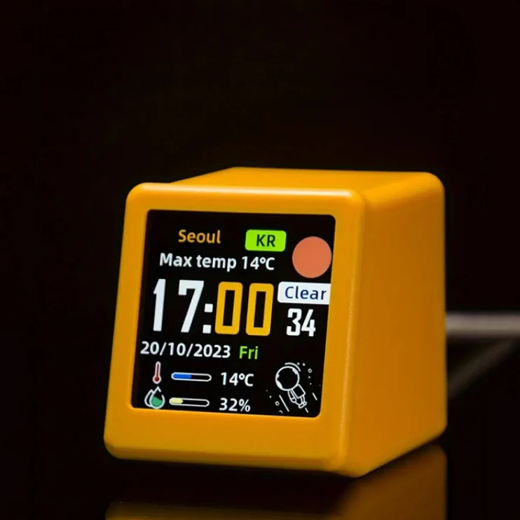 Portable Smart Wifi Weather Station Display Temperature Humidity Time Alarm Clock Hone Desktop Decoration