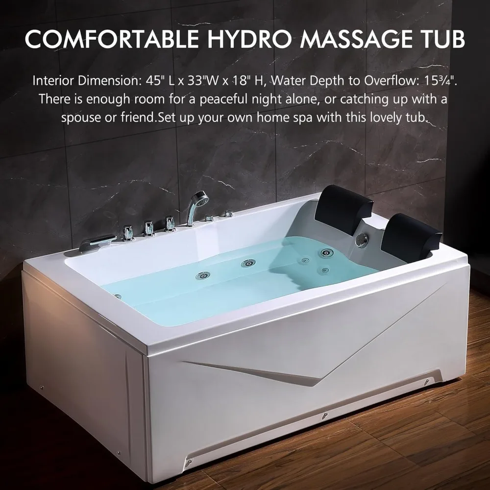 2 Person Whirlpool Bathtub,71” Whirlpool Tubs with 16 Jets,Jetted bathtub,Acrylic SPA Bath Tub,2 Person Hydro Massage Bathtub 6