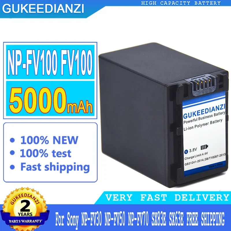 

GUKEEDIANZI Battery For sony NP-FV100, NP-FV30, NP-FV50, NP-FV70, SX83E, SX63E, Big Power Battery, 5000mAh