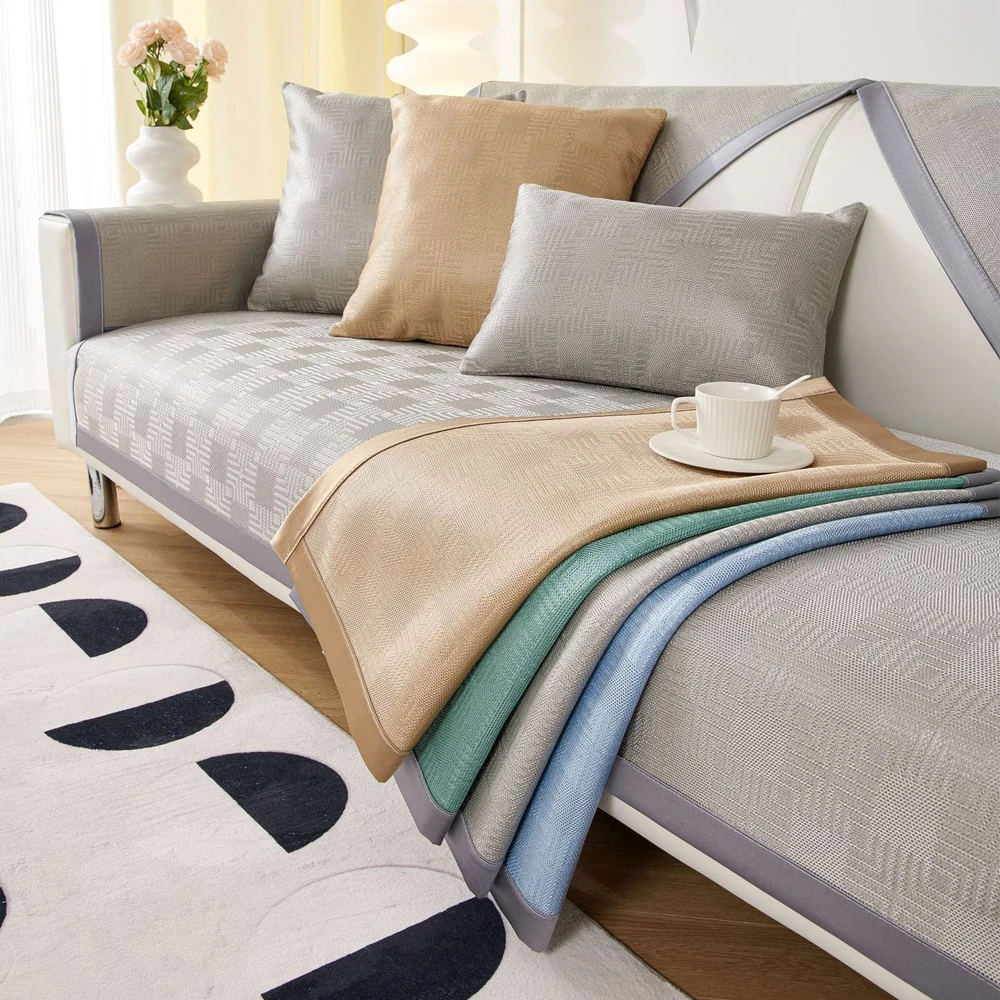 

Summer Ice Silk Sofa Cushion Washable Cooler Sofa Cover For Living Room Decor Non-slip Anti Cat Scratch Couch Protector Cover