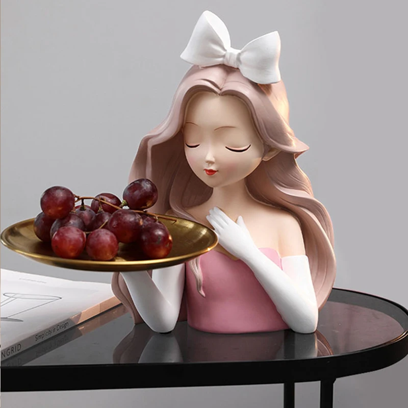 

European and American Princess Tray Home Decor Girl Statue Art Ornament Living Room Home Decor Accessories Fairy Birthday Gift