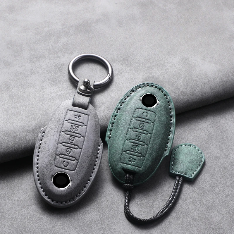 Key Case Cover Key Case Car Key Shell 5 Buttons Leather for Nissan X Trail T32 Rogue Patrol Murano Htrail Maxima Altima Sentra Qashqai