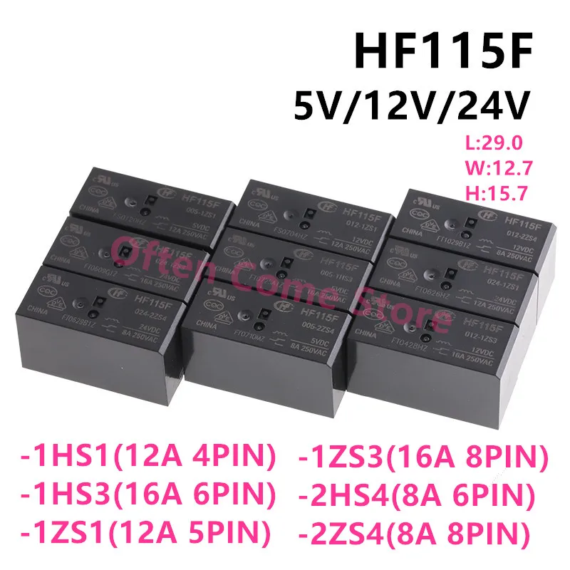 

5Pcs New Original JQX-115F HF115F -005 012 024 048-2ZS4 -2HS4 1HS3 1HS1 1ZS1 1ZS3 6PIN 8PIN 8A 12A 16A 5V 12V 24V power relay