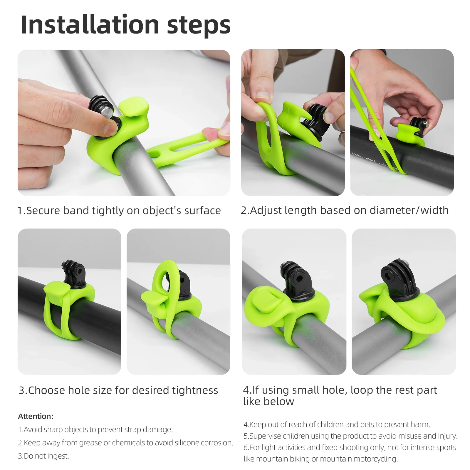 Support Bracelet Silicone pour GoPro, Montre, Caméra, Antichoc