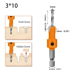 Precision Hex Shank HSS Woodworking Countersink Router Bit (3X10mm)