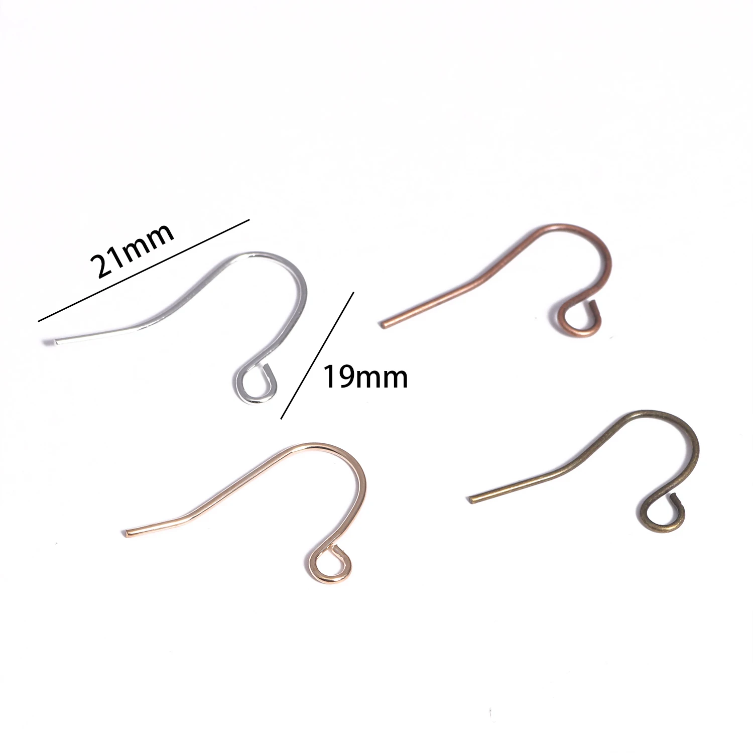 

100pcs/lot 21x19mm Gold Silver Bronze Earring Hooks Findings Ear Hook Earrings Clasps For Jewelry Making DIY Earwire Supplies