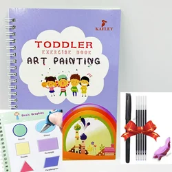 Reusable 3D Calligraphy and Math Learning Book for Kids - Educational Drawing and Letter Practice Toy Gift (Drawing with Pen)