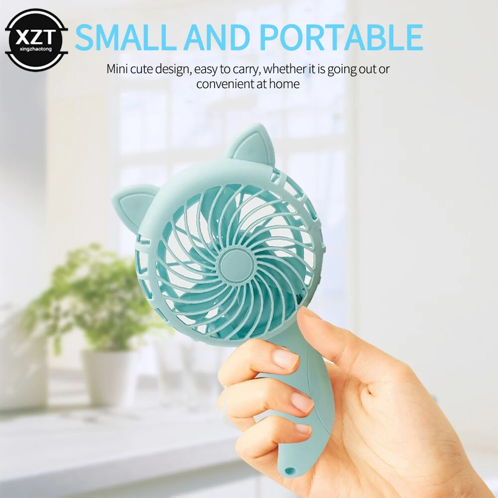 Portable Hand Pressure Fan Mini Handheld Fan Without Battery Cartoon Summer Air Cooler Travel Home Learning
