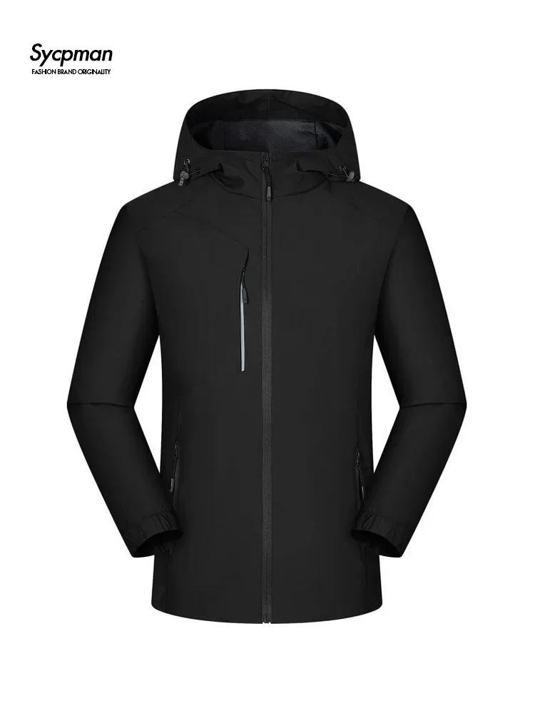 

Sycpman Autumn and Winter New Outdoor Jackets for Men Windproof Waterproof Sports Jacket Solid Hooded Travel Clothing