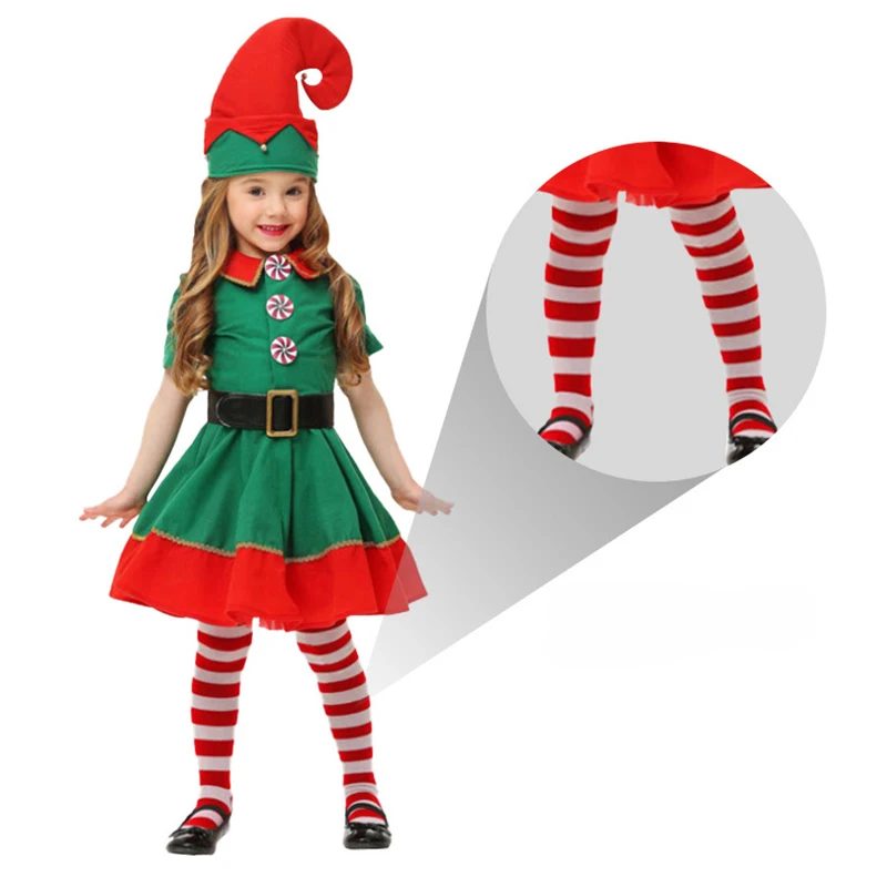 Christmas Elf Cosplay Costume Green Dress for Women