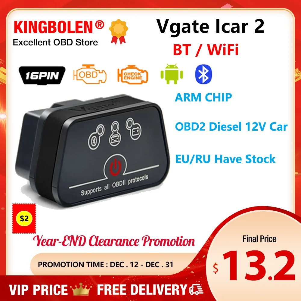 Vgate Icar2 Obd2 Diagnostic Tool Elm327 Obd 2