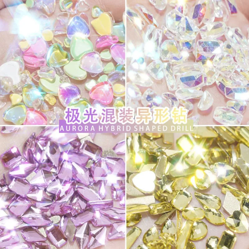 

50/100pcs Mixed Crystal Nail Art Rhinestones Flatback Shiny Glass Nail Stones Gems For 3D Nails DIY Manicure decorations