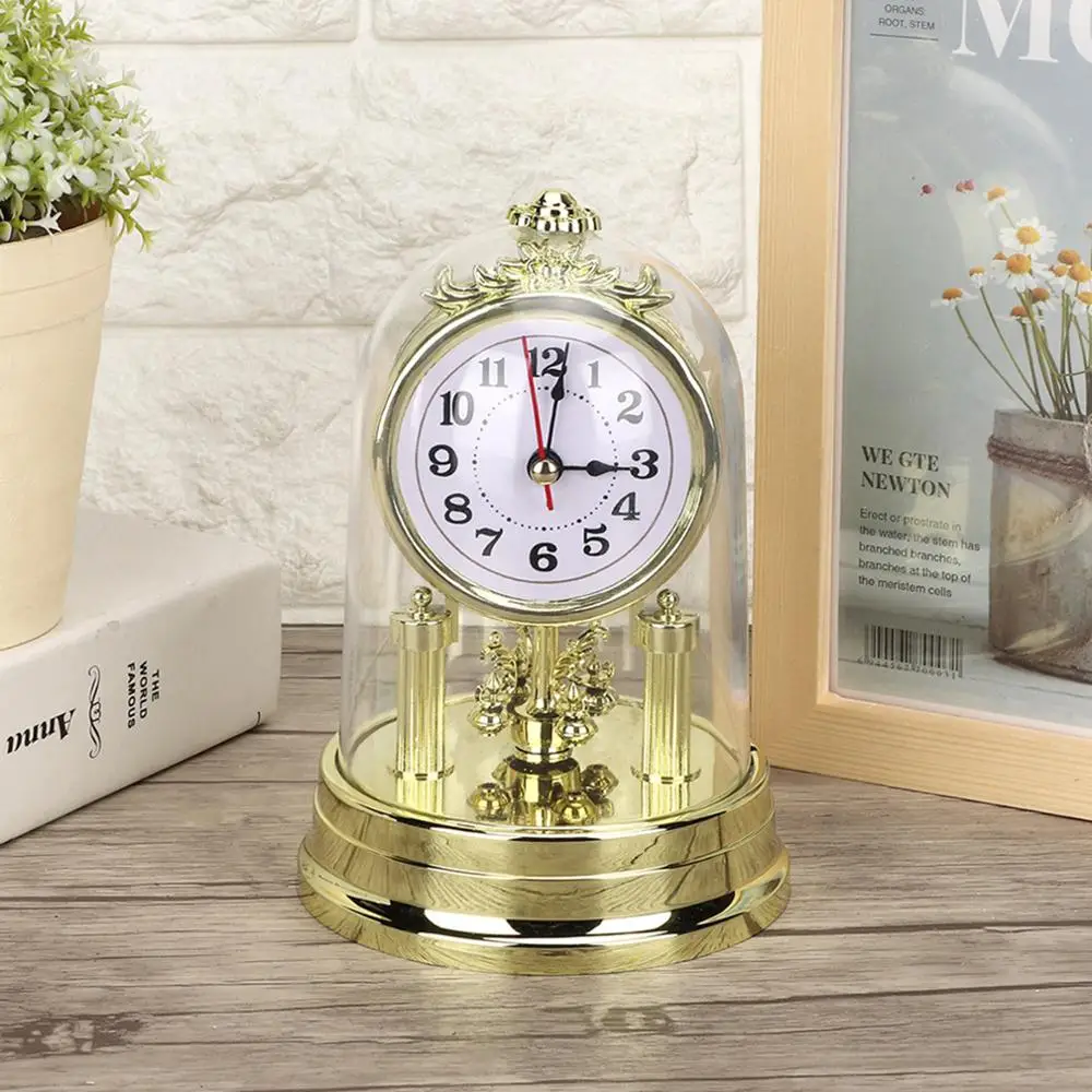 Digital Clock LCD Digital Clock Digital Desk Clock Digital Table Clock Mini Desk Clock Wall Clocks Retro Telephone Alarm Clock Nixie Tube Clock European Retro Gold Plastic Silent Table Clock Home Living Room Decoration Electronic Desktop Clock With Clear Cover