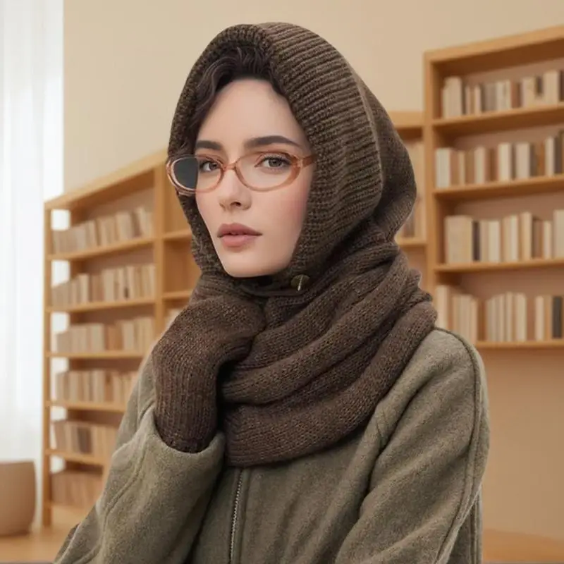 Solid Color Winter Balaclava, Casual Knit Beanies Cap for Women, Neck Collar Scarf, Windproof and Cold Proof - Ideal Gift