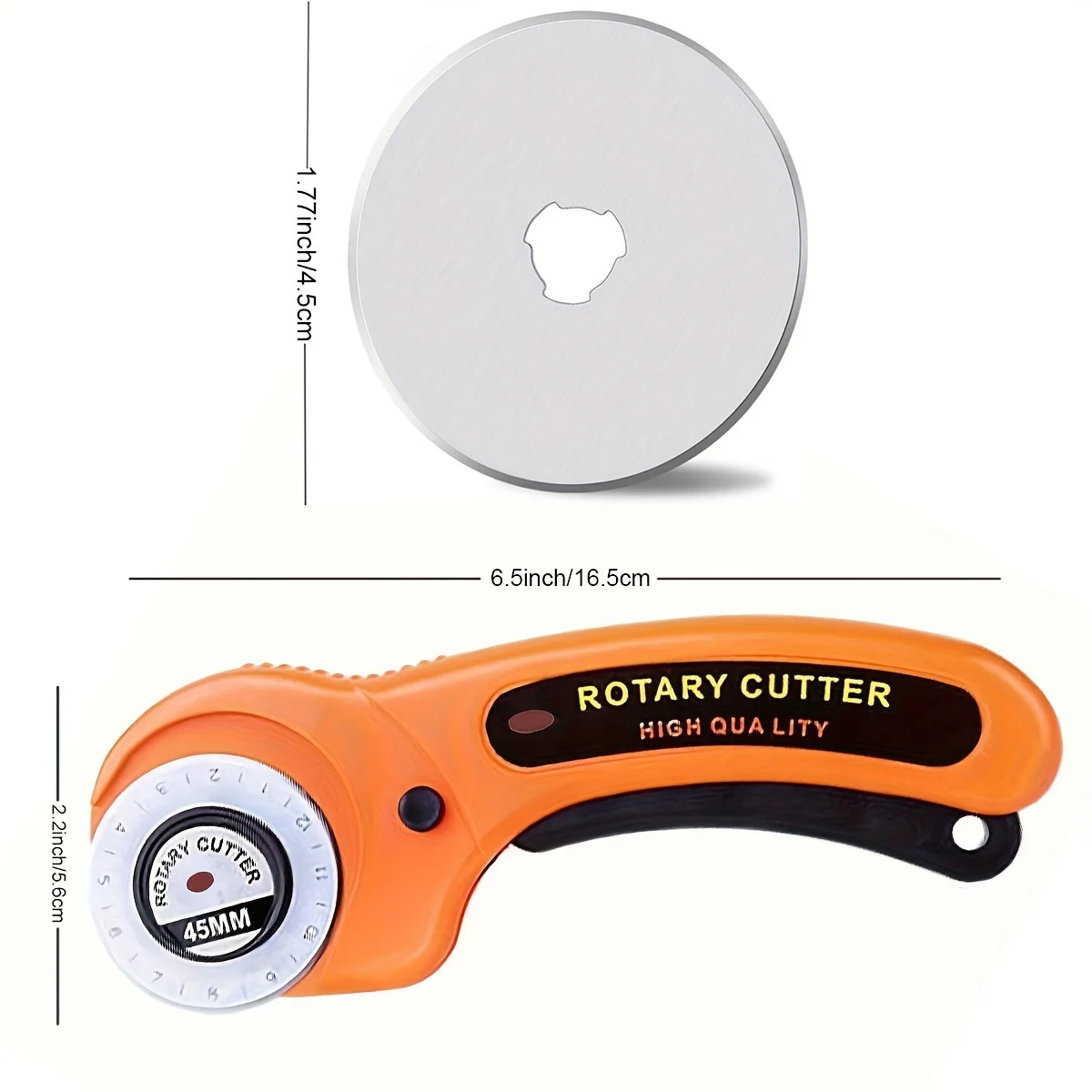 Rotary Cutter Set 45mm Fabric Cutter Replacement Blades Ergonomic Rotary Fabric & Squeeze Trigger Quilting Sewing Crafts