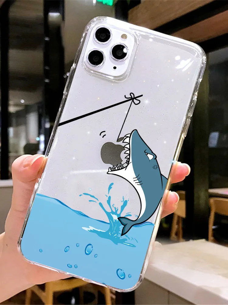 Interactive Funny Mouse Shark Clear Soft Phone Case Cover