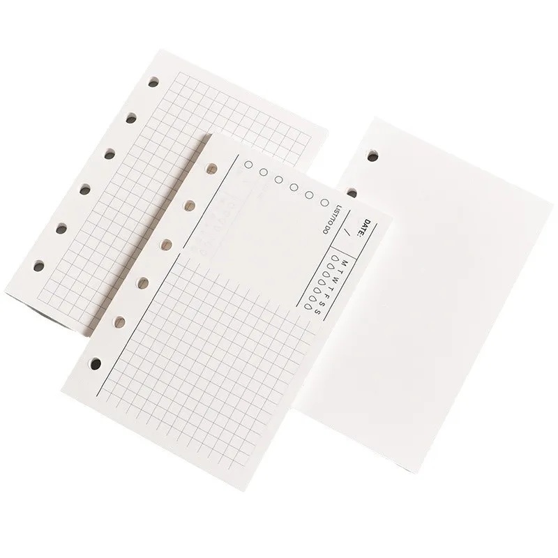 A7 Spiral Binder Loose Leaf Notebook Refill - Grid, Blank, Lined Pages for Creative Journaling & Planning