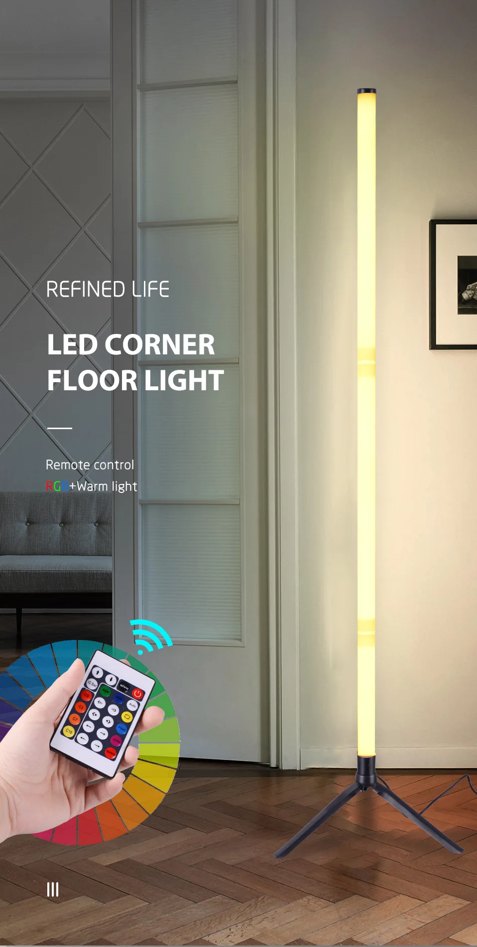 

LED Floor Lamp Smart Remote Control Modern Corner Floor Lamp Atmospheric Standing Stand Light Christmas Decor Lighting
