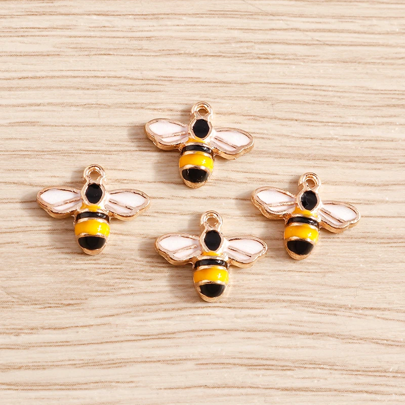 Tusember 10 Stück Niedliche Emaille-Honigbienen Mini-Bienen-Anhänger für Schmuckherstellung Ohrringe Halsketten DIY Armbänder – Detail 8