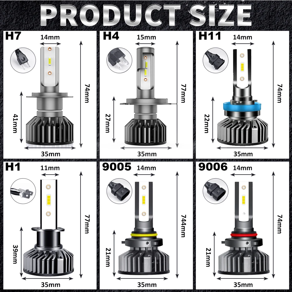 CARLitek H7 H4 LED CANBUS 자동차 헤드라이트 전구 1500W 6000K HB3 HB4 9005 9006 H1 H8 H9 H11 안개등 캔버스 EMC 6000K 화이트 터보
