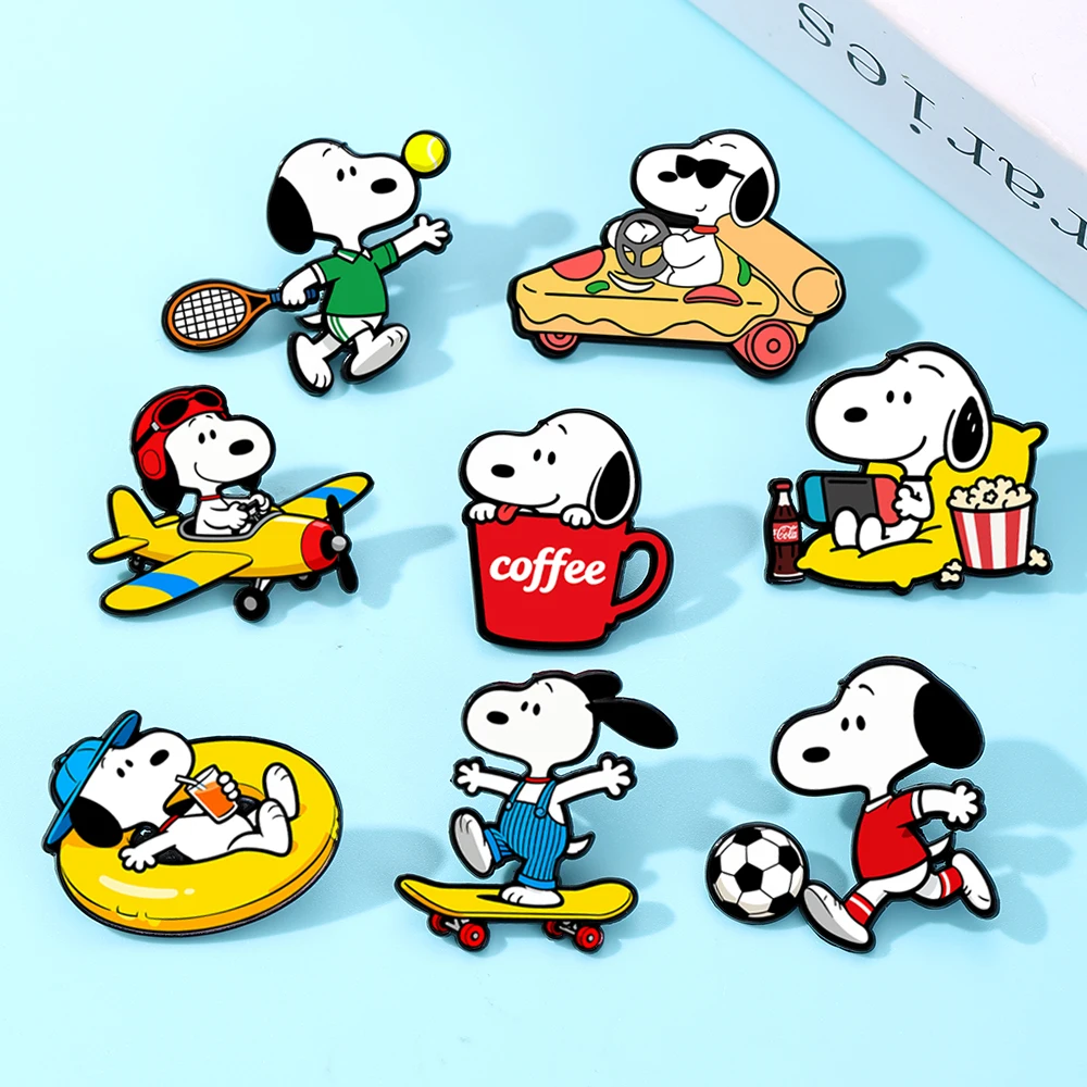 8pcs Cartoon White Puppy Dogs Enameled Brooches Cute Animal Lapel thumbnail 6