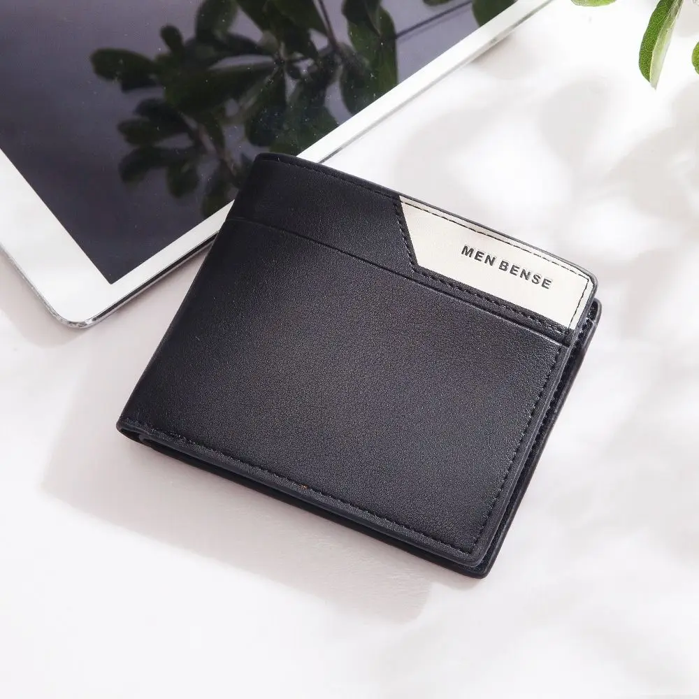 

Waterproof Men's Short Wallet Multi-position Leisure Men Coin Pocket Color Contrast Durable Two Fold Wallet Men's Hand Bag