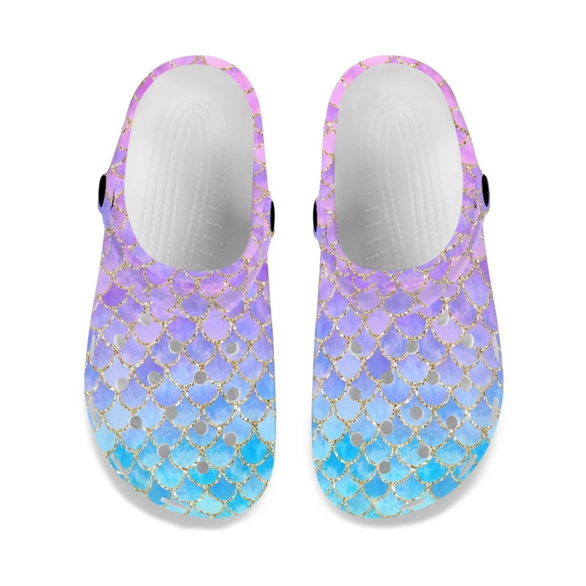 Beliodome Mermaid Tail Design Women Clogs Garden Shoes Lightweight Slip On Sandals Outdoor Walking Slipper Beach Sandalias Mujer