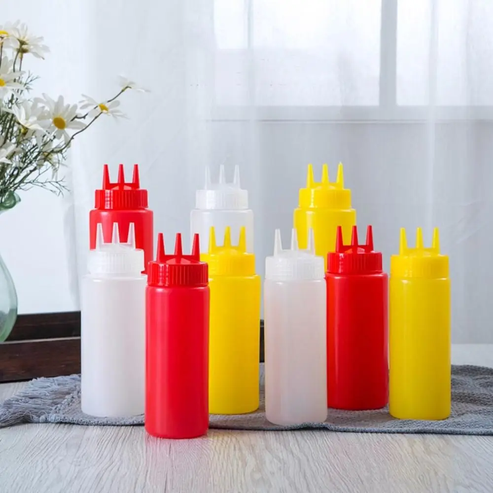 350/450/680ML Plastic 3 Nozzles Squeeze Sauces Bottle Salad Dressing Seasoning Condiment for Kitchen