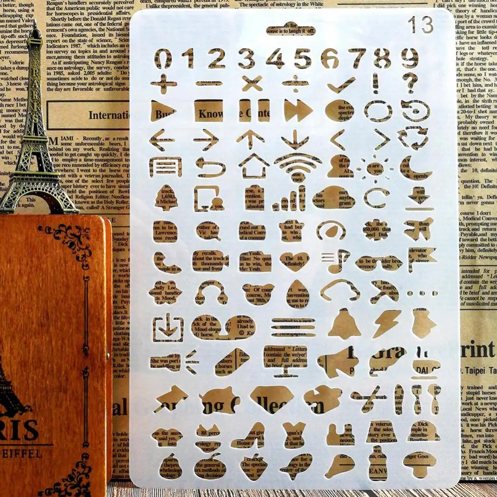 

English Alphabet Number DIY Scrapbook Drawing Template Measuring Ruler Stencil Drafting Supplies