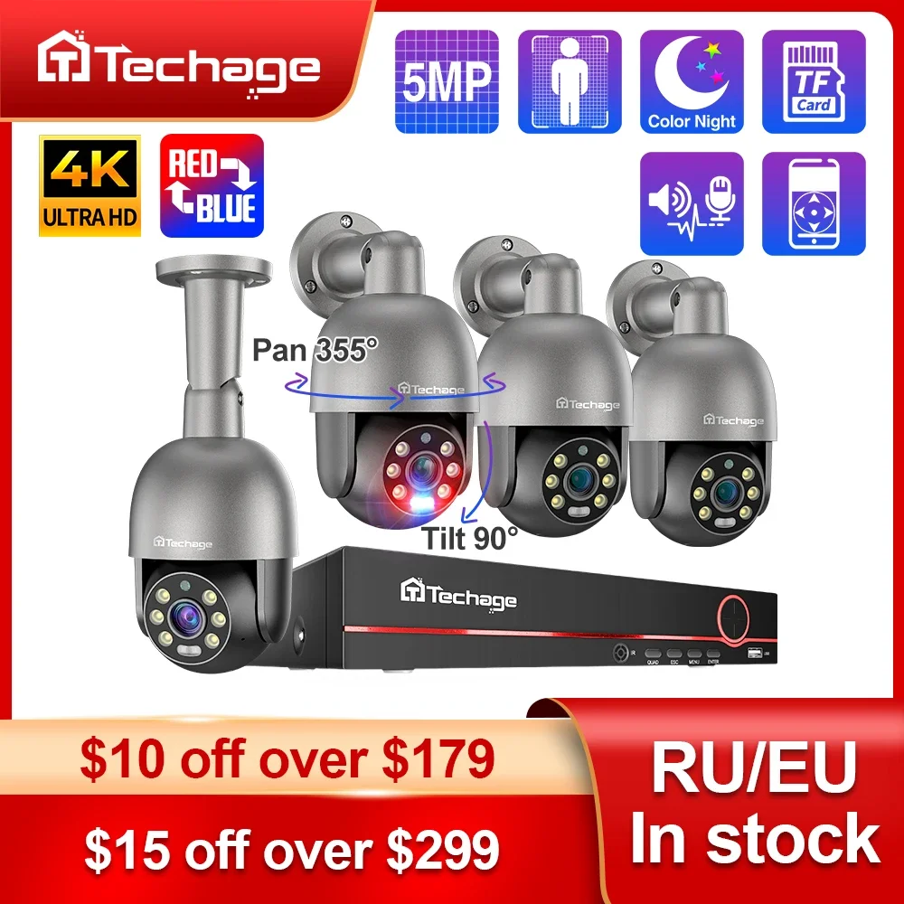 Techage 8CH 4K 5MP 8MP PTZ Security POE IP Camera System Outdoor AI Human Detection Two Way Audio Video Surveillance Camera Kit - AliExpress 30