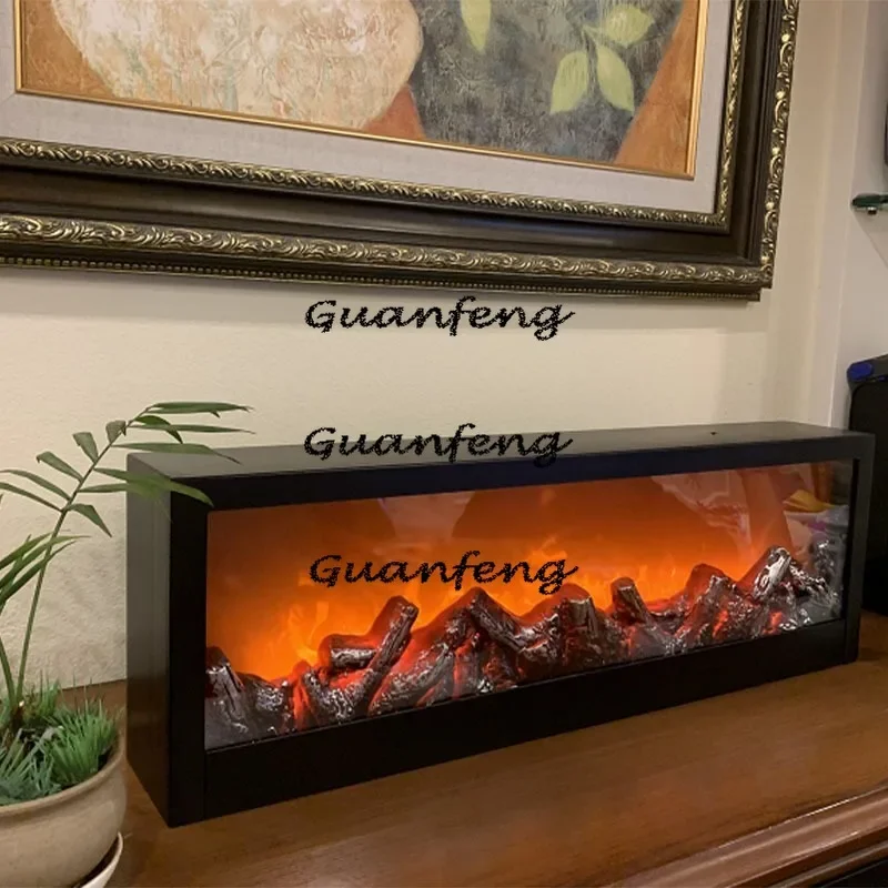 Simulated Fireplaces Home Living Room TV Cabinet Fireplace Flame Lamp Fake Firewood Flame Desktop Decoration Ambient Light