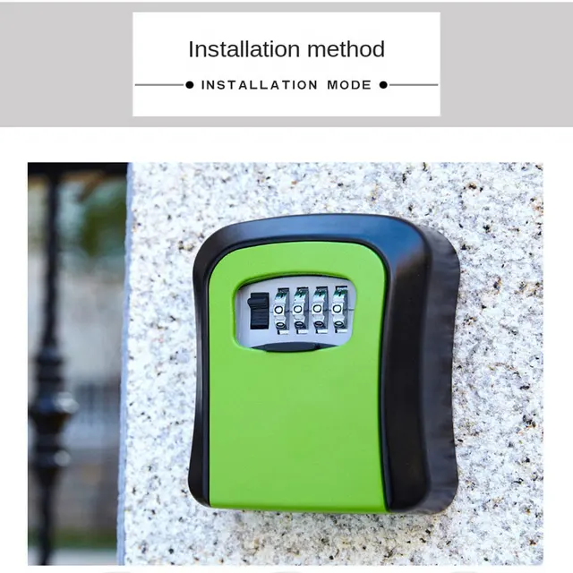 4 Digit Combination Key Lock Box Wall Mounted Key Lockbox With Code For House Key Storage Security Protection 2