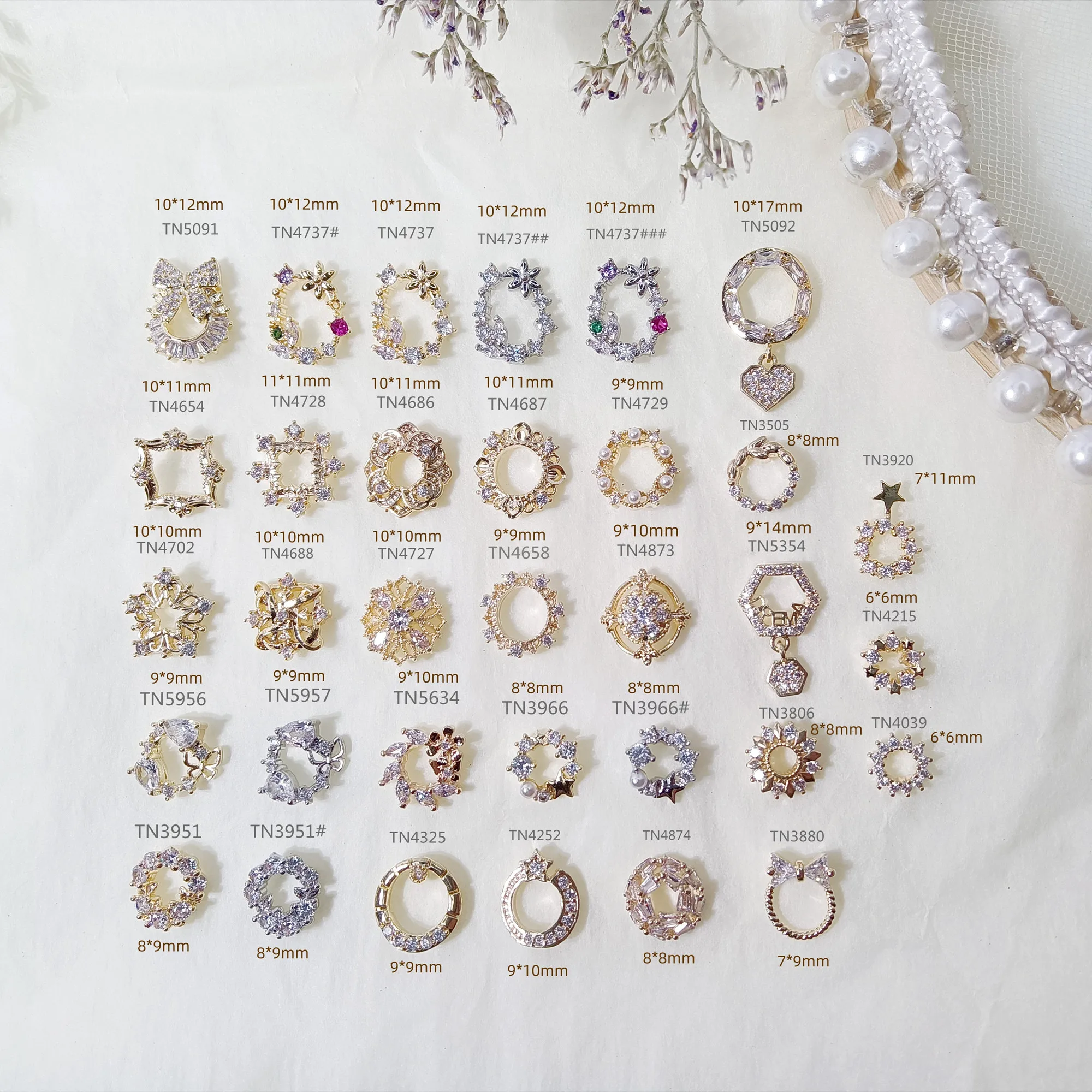5pcs 2023 Newset Nails Accessories Zircon Metal Golden Luxury Design Nail Charms Japan Korea  Nail Decoration of Pendant gem 2